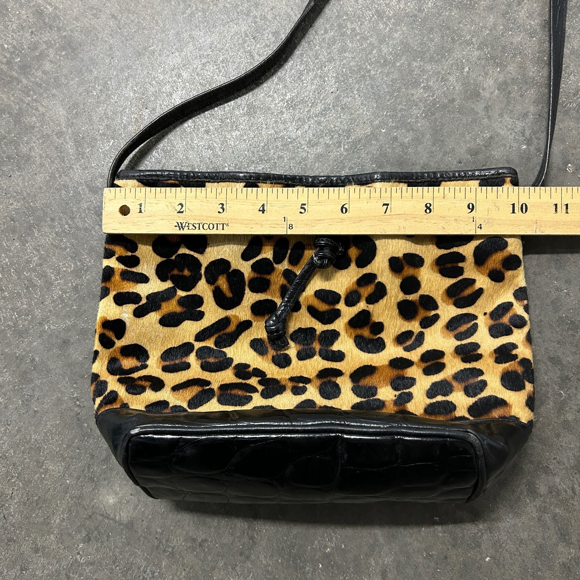 Avignon Leopard Print Calf Hair Bucket Bag Black Leather Trim 6