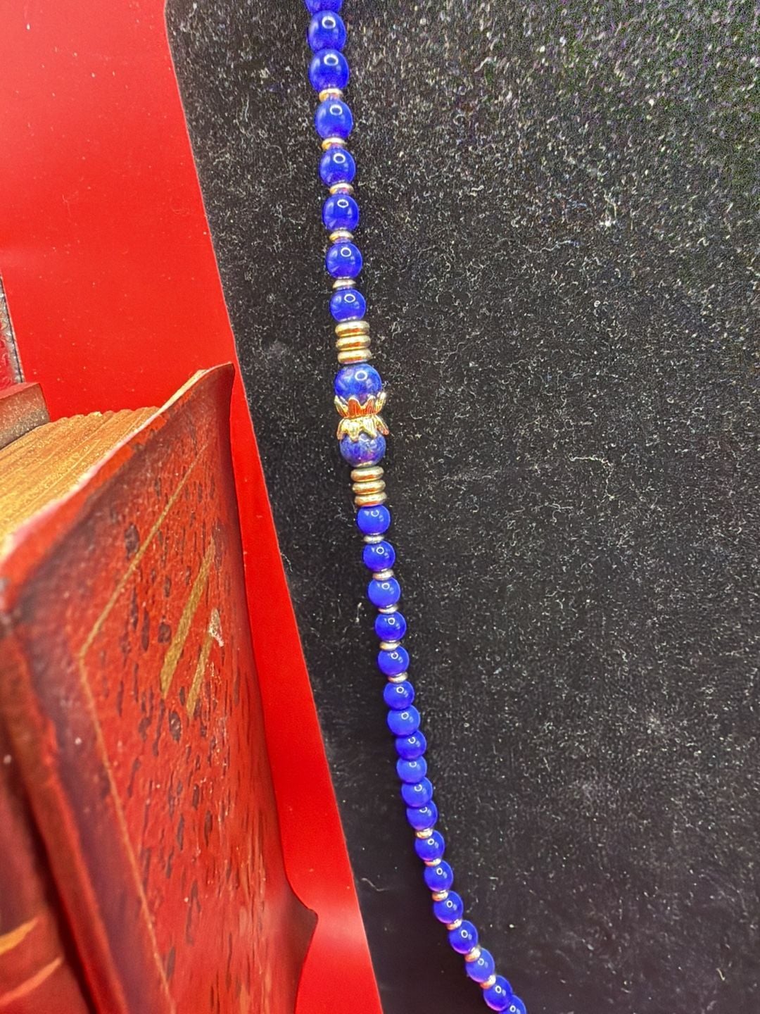 Blue Beaded Tassel Necklace With Gemstone Accents 7