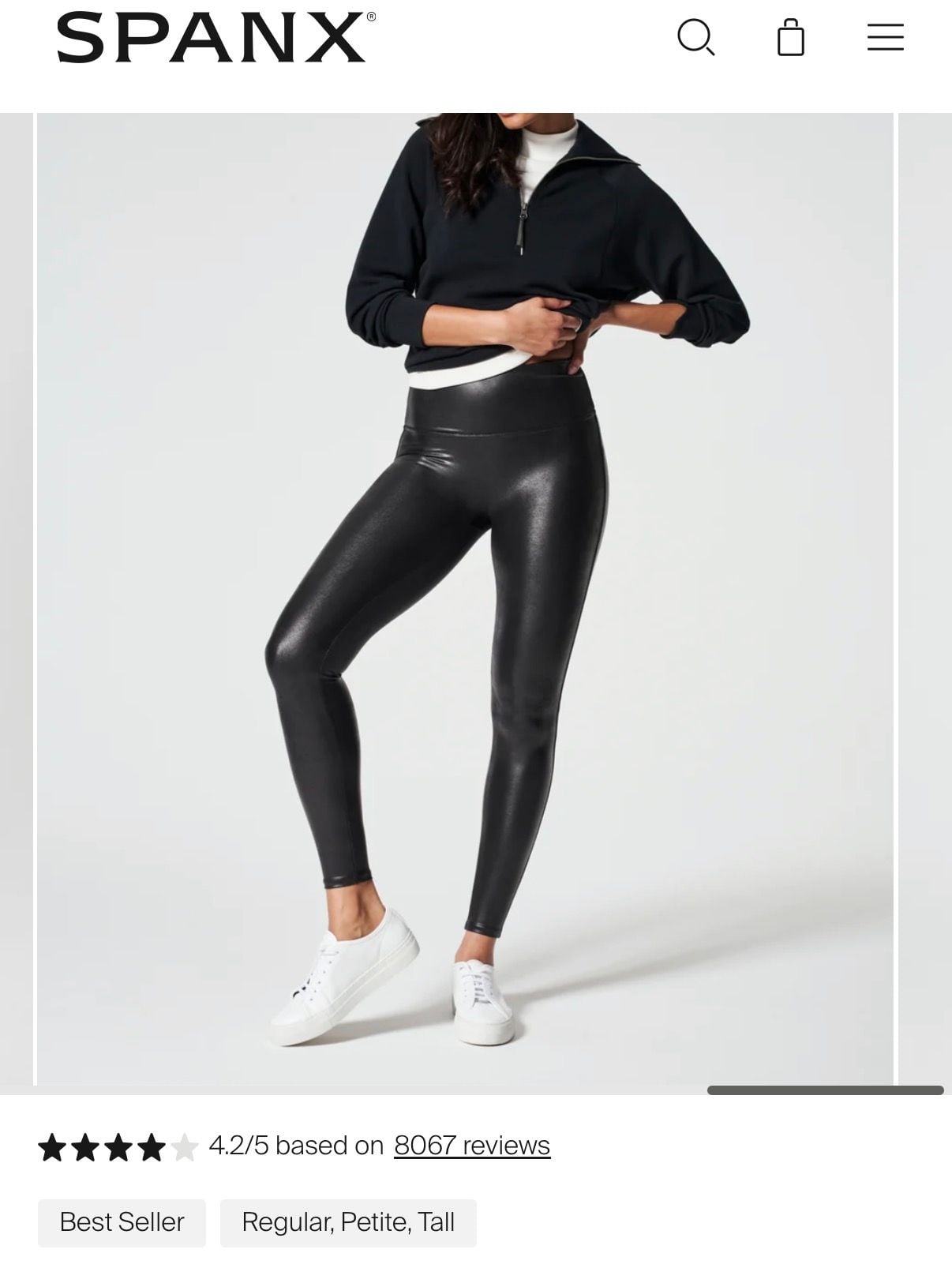 Spanx Faux Leather Leggings Size M Petite Black 3