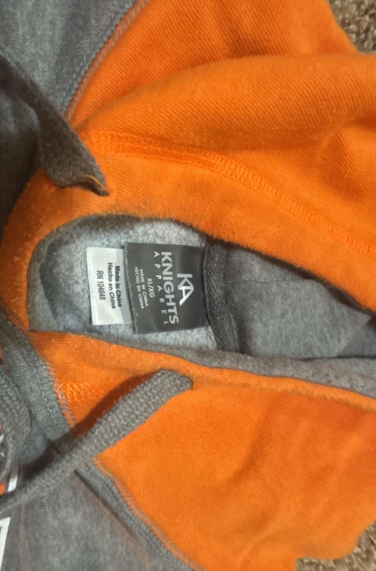 Knights Apparel Tennessee Volunteers Hoodie Size XL Gray Orange Pullover 7