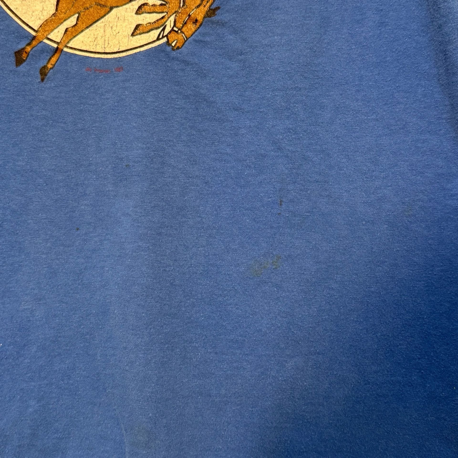 Vintage RIDERS in the SKY RODEO Tee Royal Blue Cowboy Great Trail Drive 7