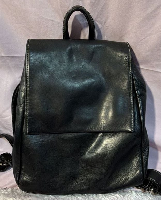 Perlina Black Leather Mini Backpack Purse 2