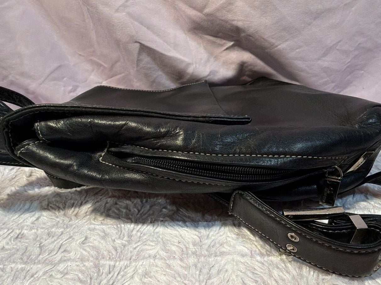 Perlina Black Leather Mini Backpack Purse 3