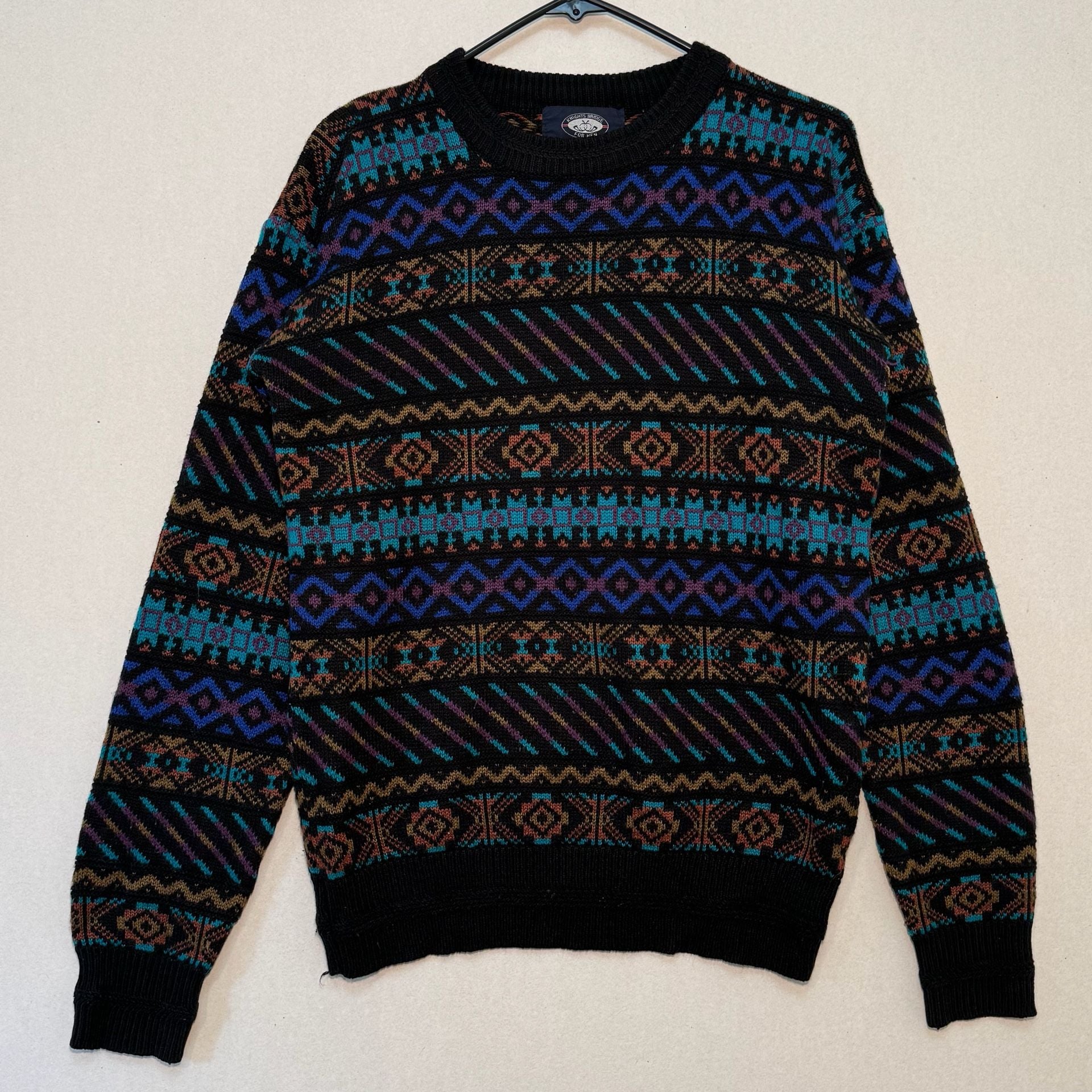 Vintage Knights Bridge for Men Geometric Pattern Crew Neck Sweater 2