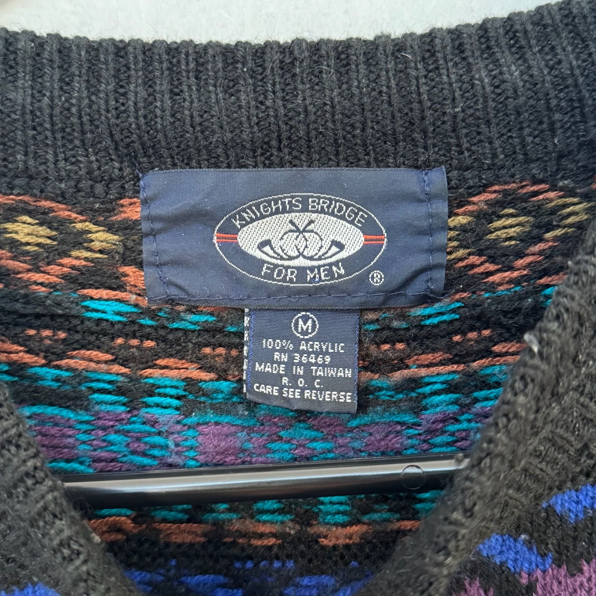 Vintage Knights Bridge for Men Geometric Pattern Crew Neck Sweater 5