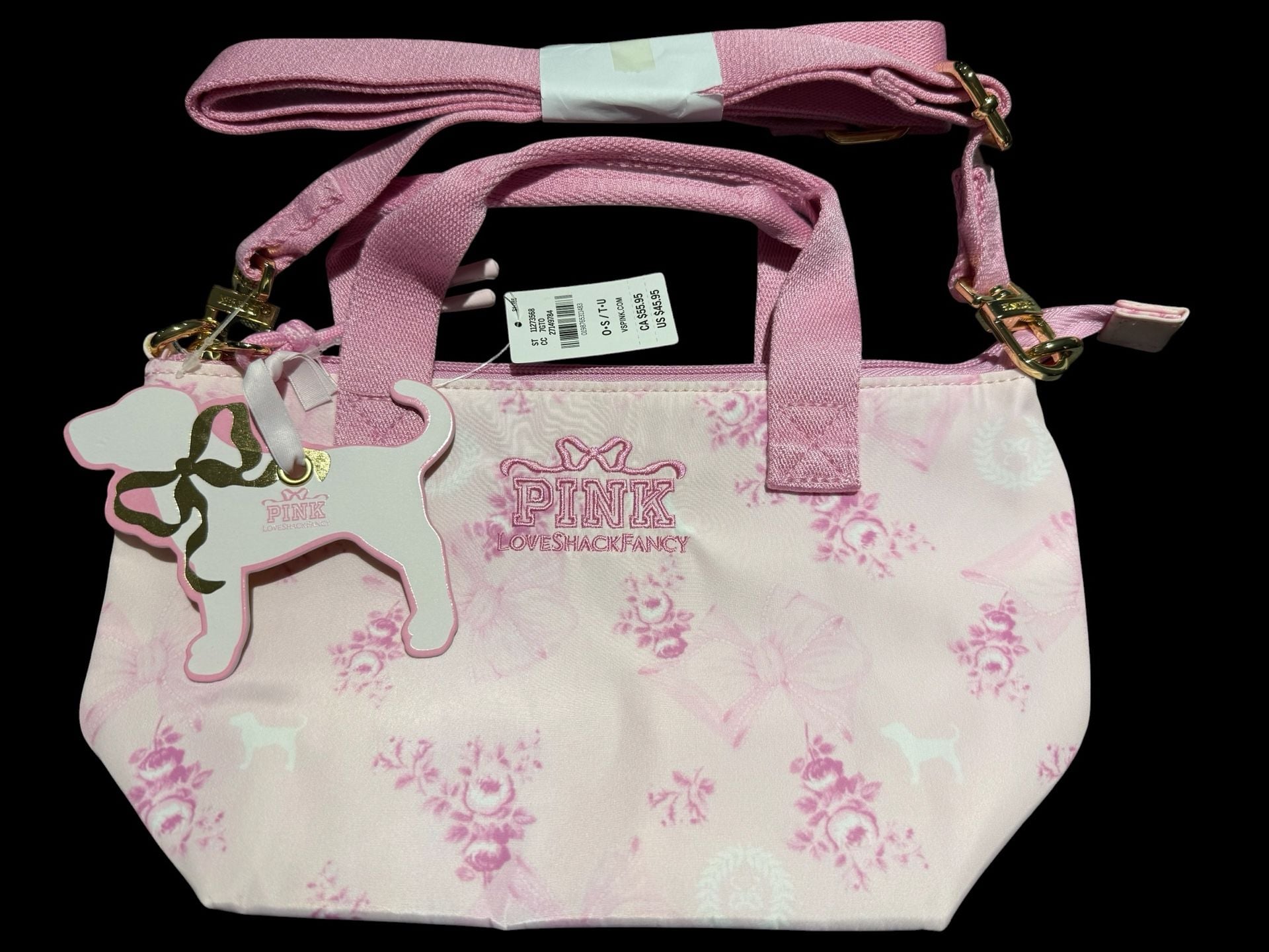 PINK x LoveShackFancy Beaux Icons Mini Tote Crossbody NWT Floral Pink 2
