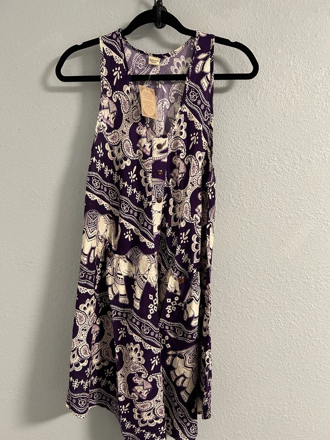 Kathmandu Imports Elephant Print Jumpsuit Purple 1
