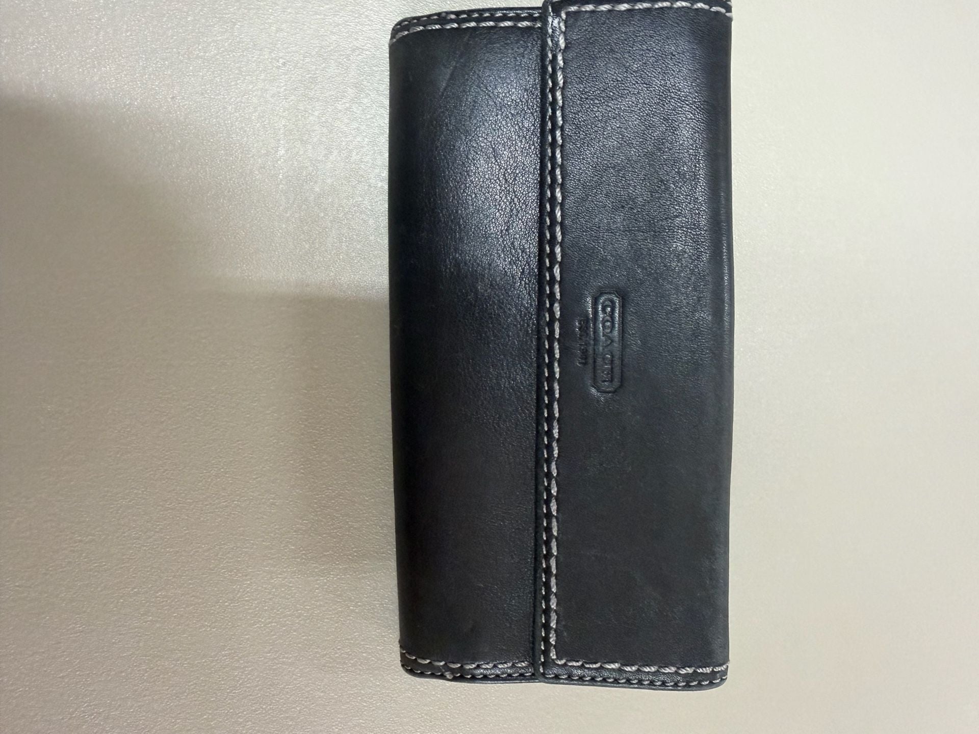 Coach Hampton Black Leather Turnlock Wallet Contrast Stitching 3