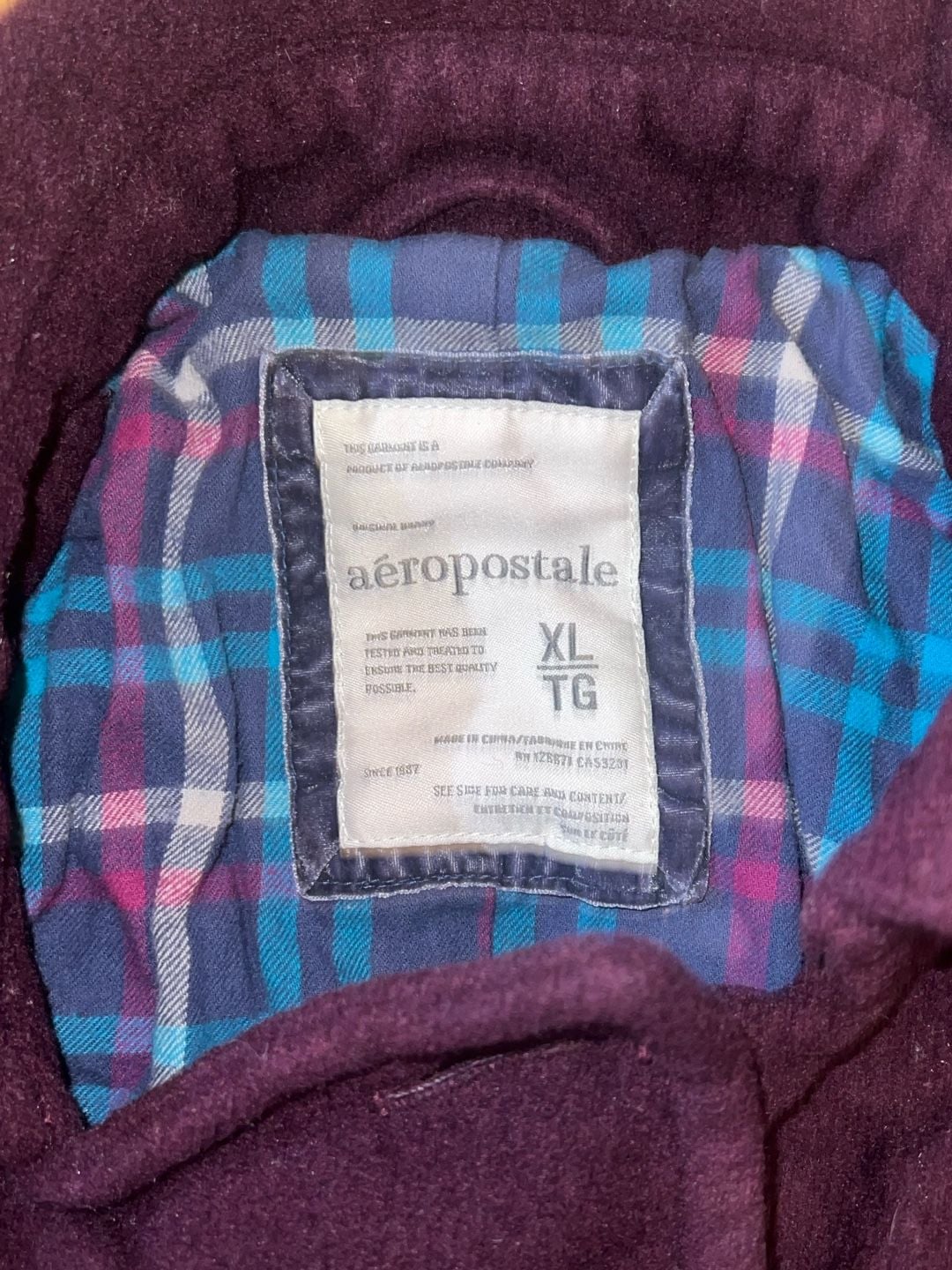 KIDS XL Aeropostale Pea Coat Size XL Purple Double Breasted Wool Blend 5