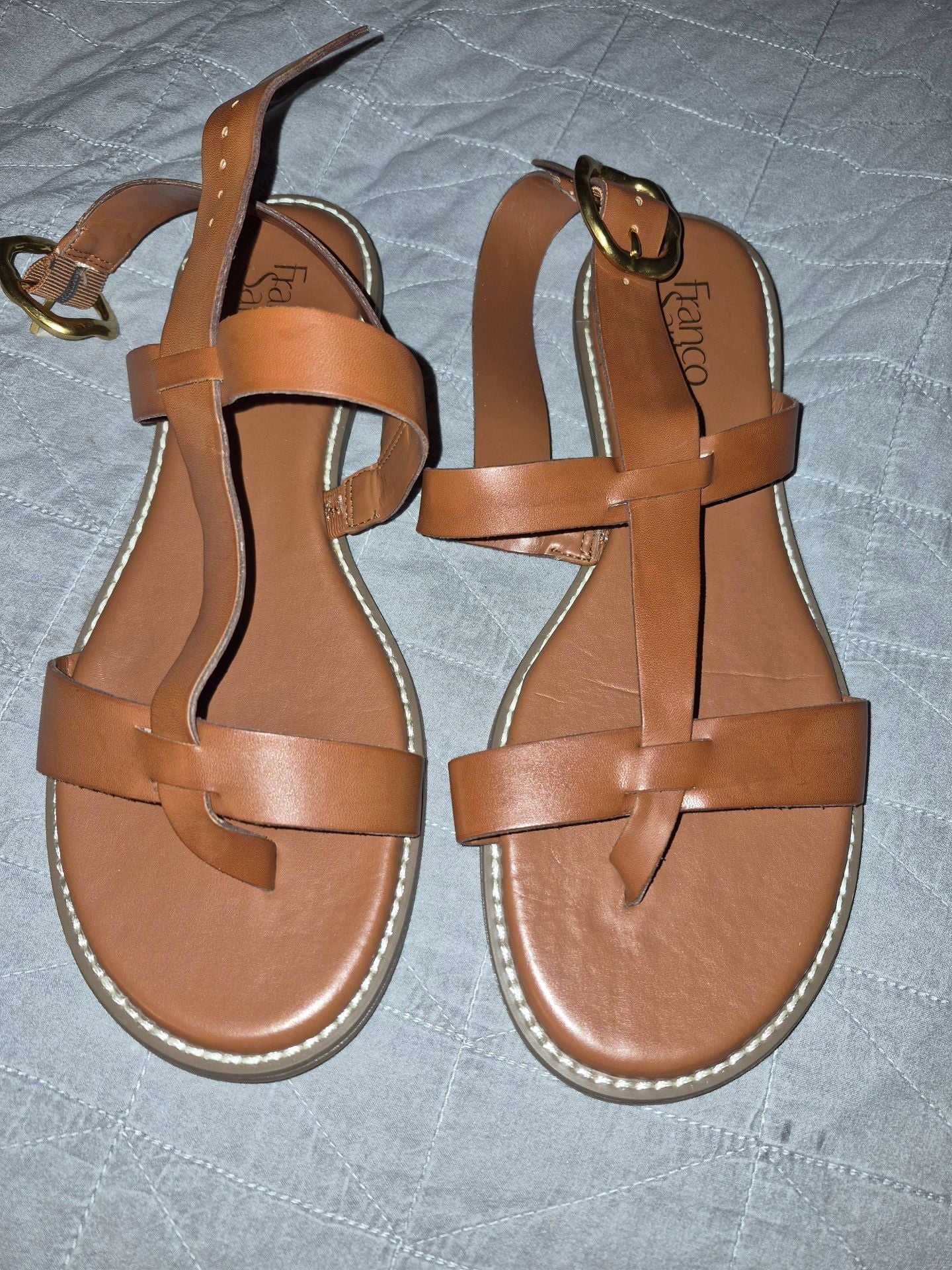 Franco Sarto Flat Sandals Brown Leather 2