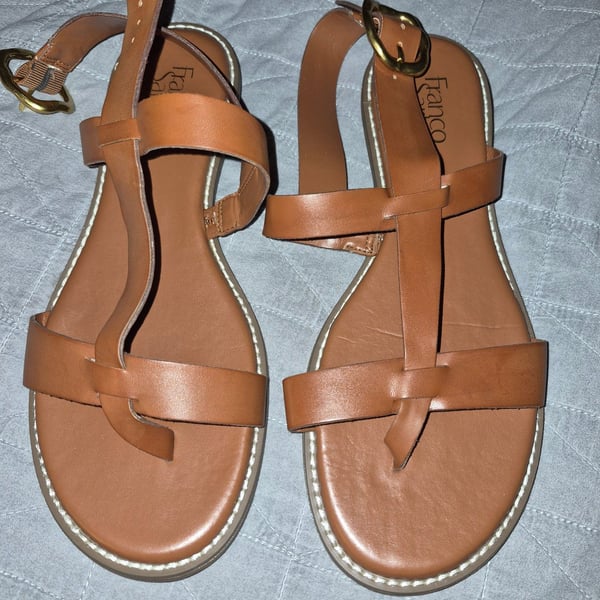 Franco Sarto Flat Sandals Brown Leather