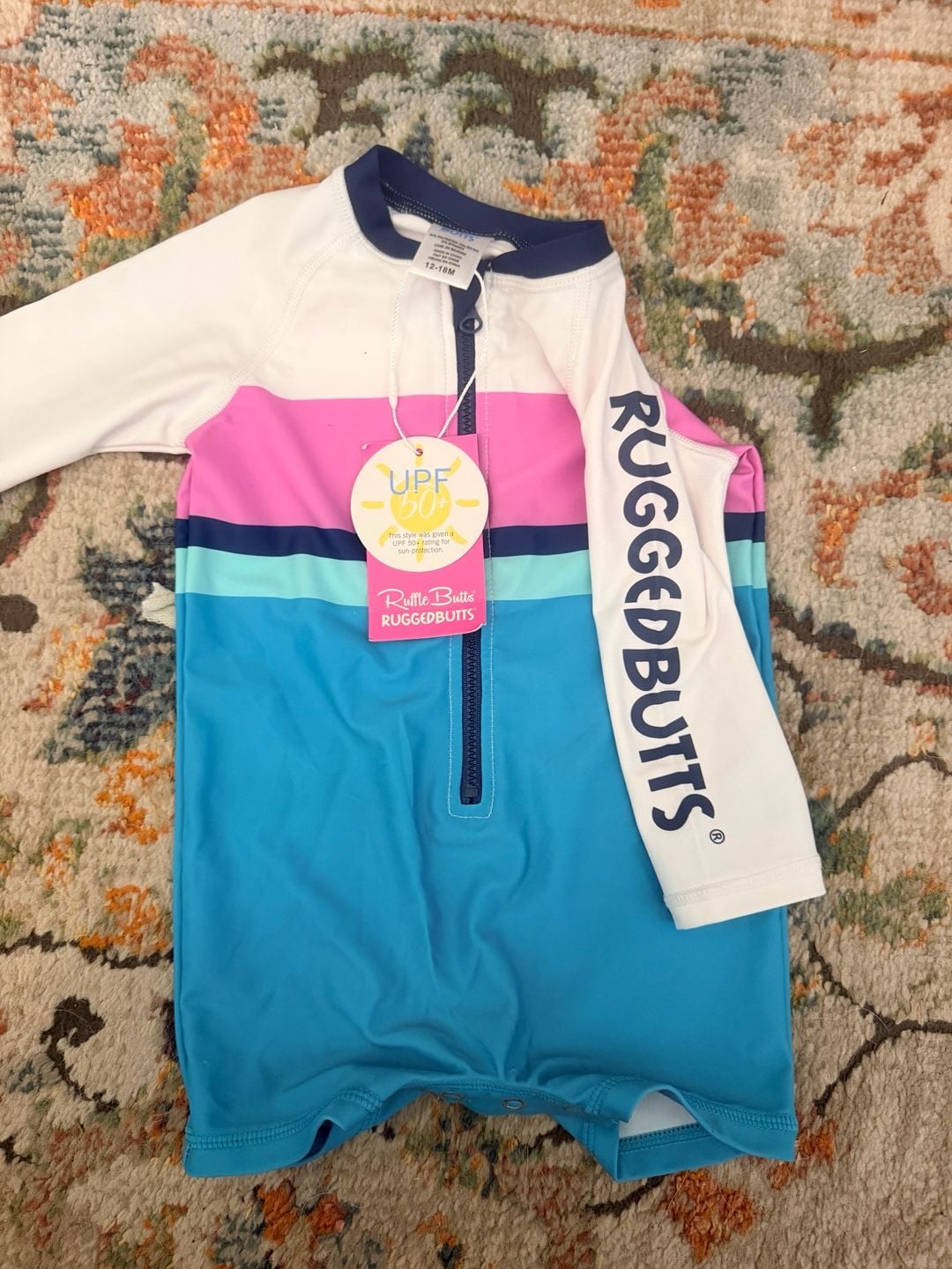 RuggedButts Long Sleeve Rash Guard Bodysuit Size 12-18M 3