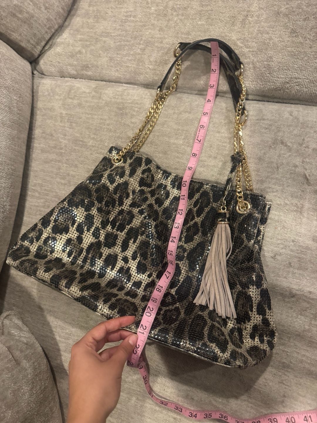 Leopard Animal Print Sequin Handbag With Tassel 9