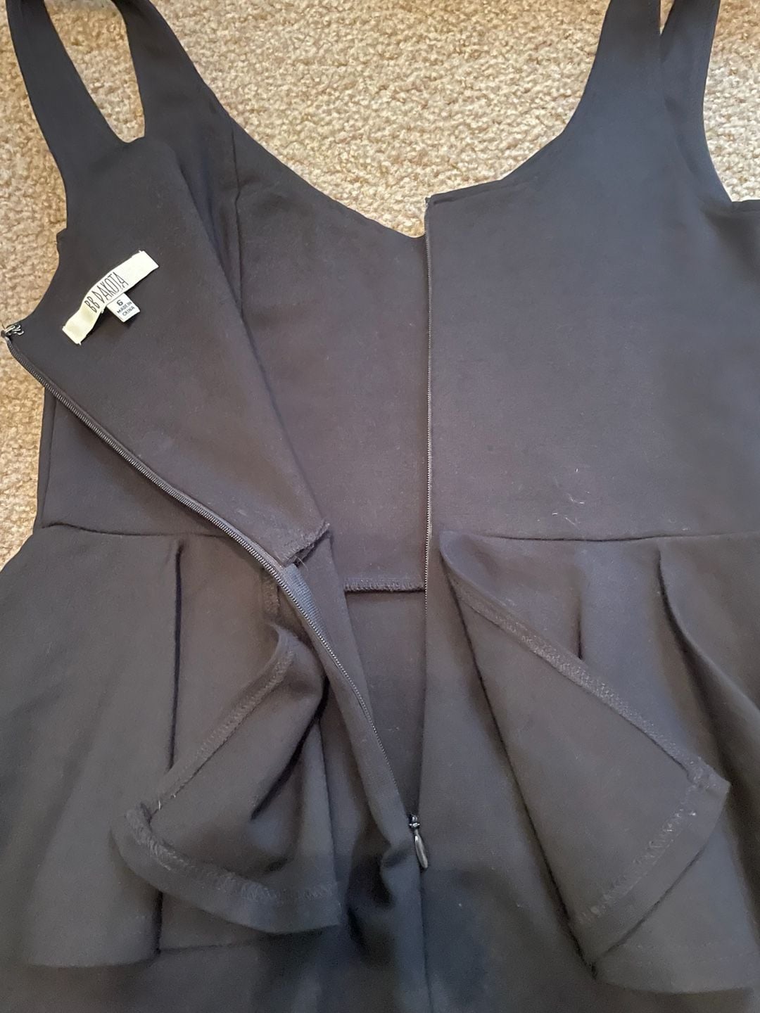 BB Dakota Peplum Mini Dress Black Scoop Neck Sleeveless, Size 6 5