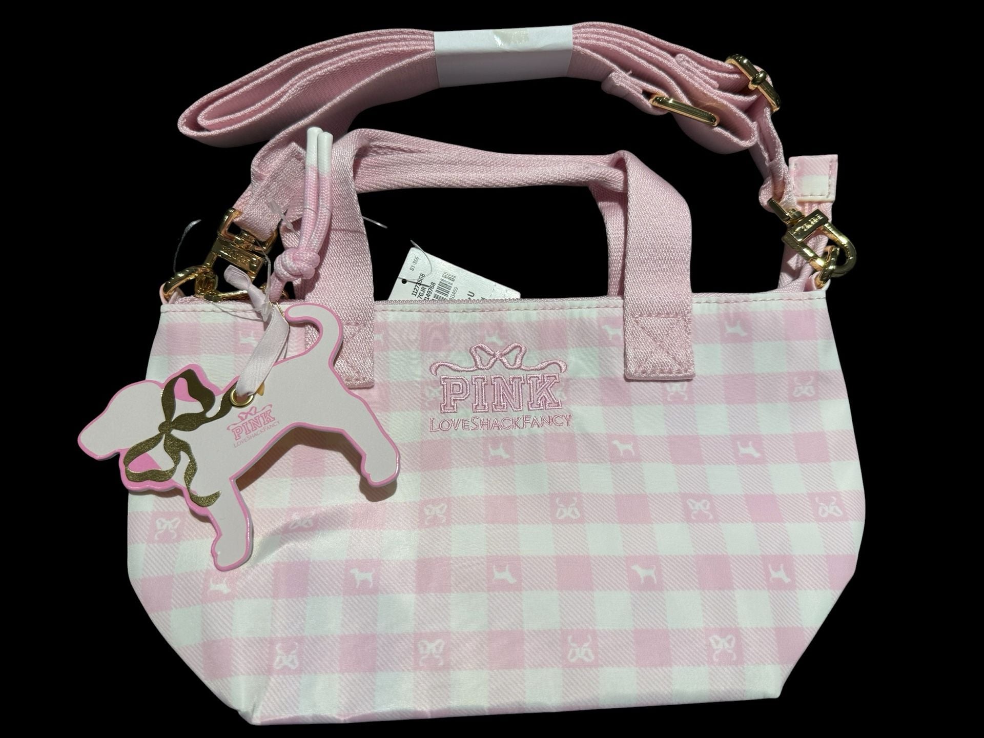 PINK x LoveShackFancy Icon Gingham Mini Tote Crossbody Bag NWT Limited Edition 2