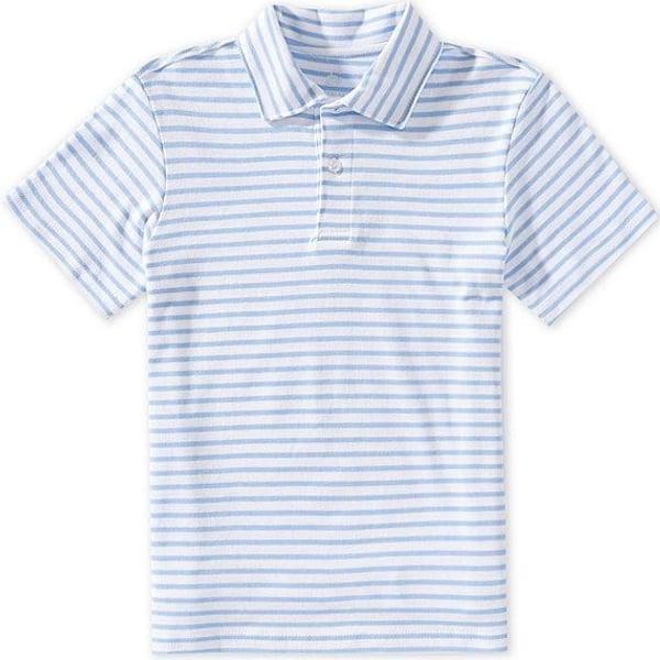 Class Club Polo Size 14/16 Blue White Striped Short Sleeve Shirt