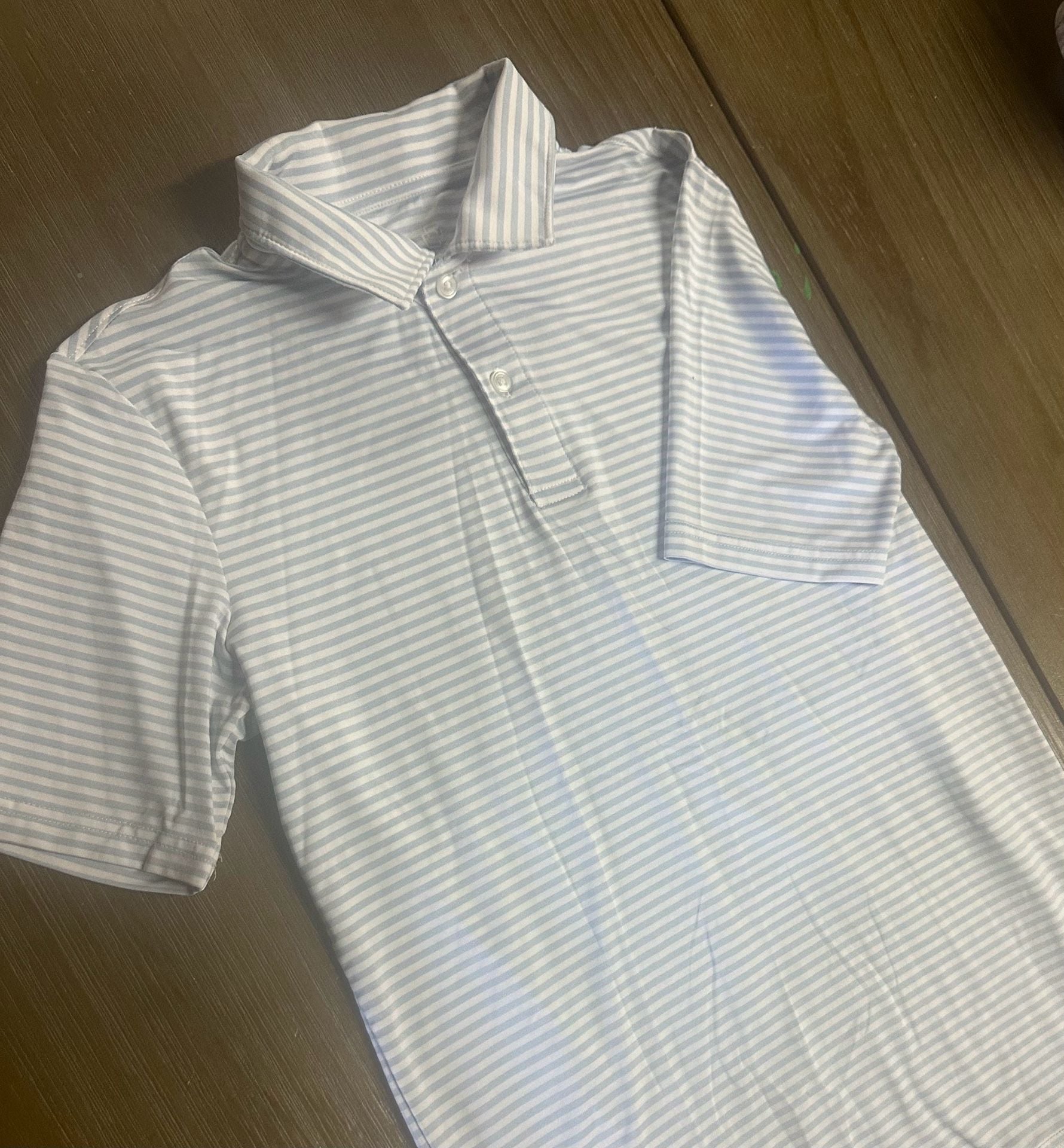 Class Club Polo Size 14/16 Blue White Striped Short Sleeve Shirt 8