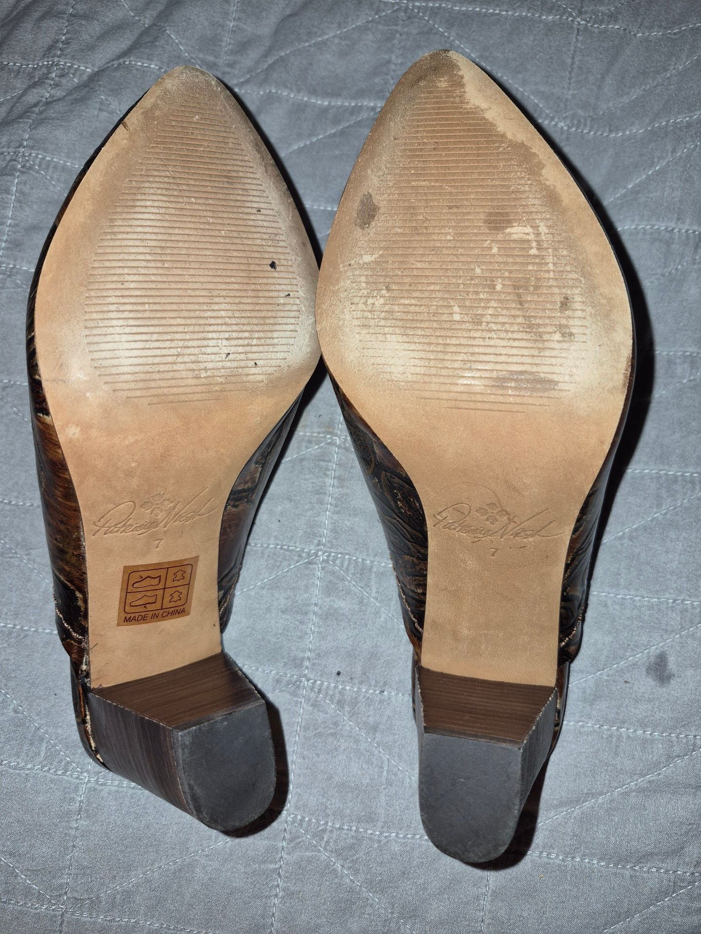 Patricia Nash Ruffina Mules Brown Gold Bark Leather Slide 7
