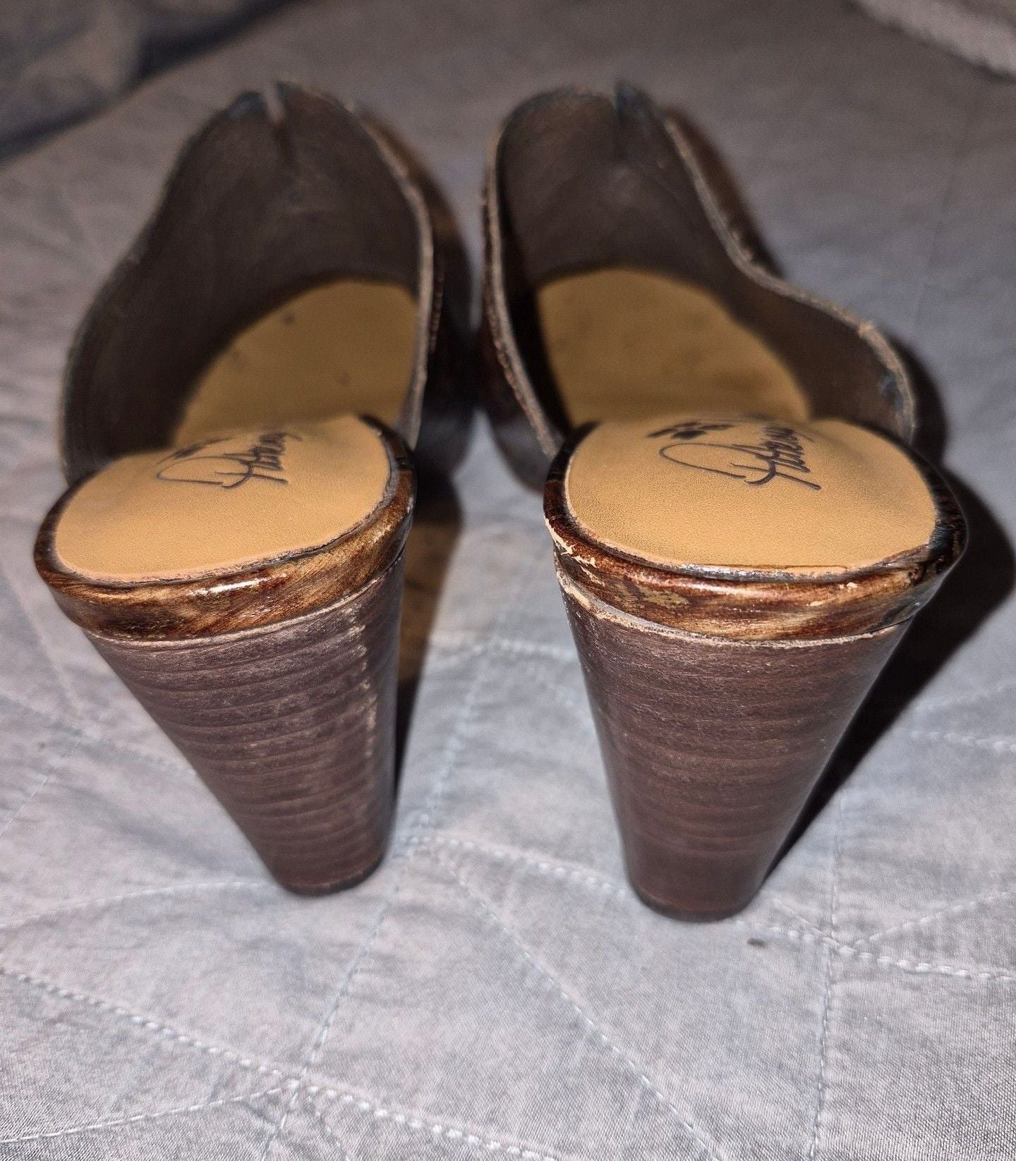 Patricia Nash Ruffina Mules Brown Gold Bark Leather Slide 3