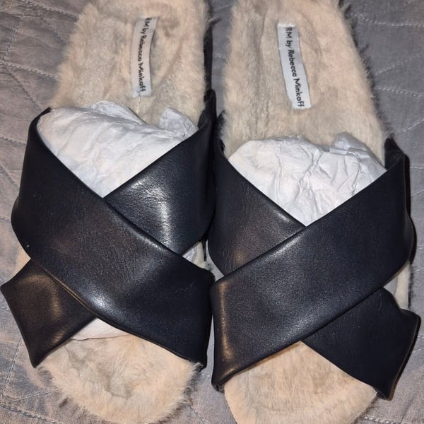 RM by Rebecca Minkoff Faux Leather X-Cross Slippers