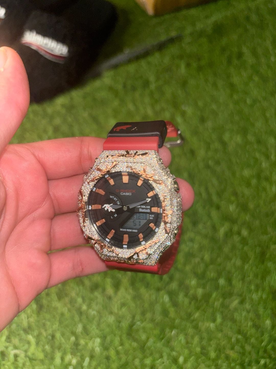 Casio G-Shock Iced Out Moissanite
Custom Rose Gold Plated Ak-47 design ,VVS Mos 2