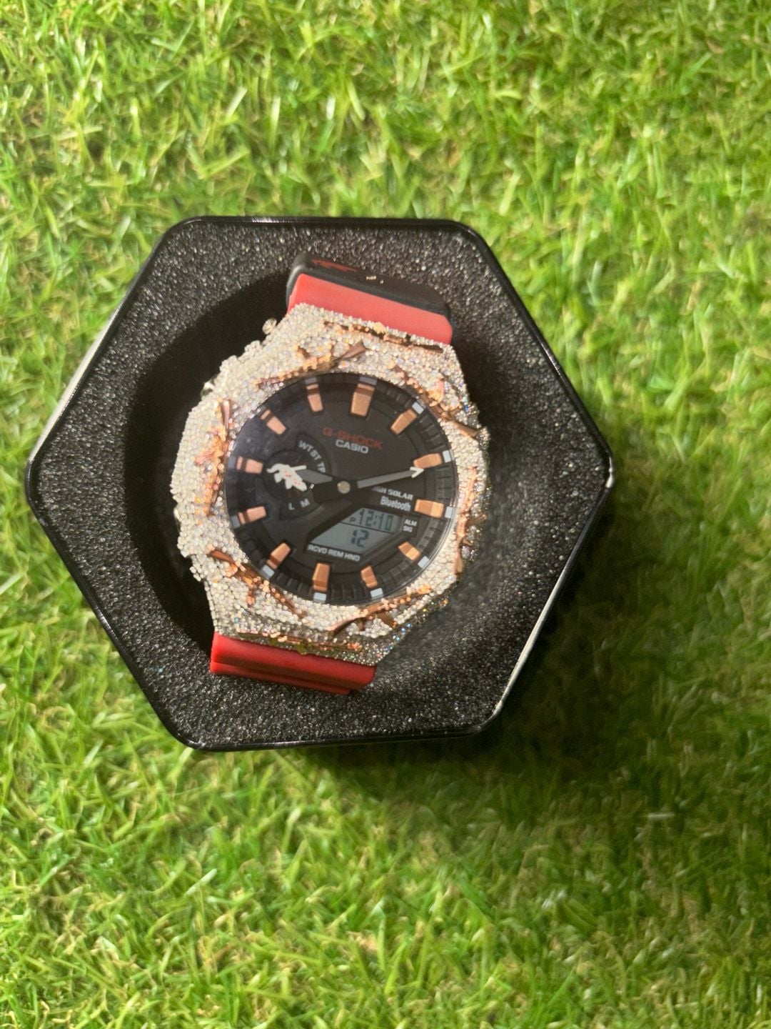 Casio G-Shock Iced Out Moissanite
Custom Rose Gold Plated Ak-47 design ,VVS Mos 5