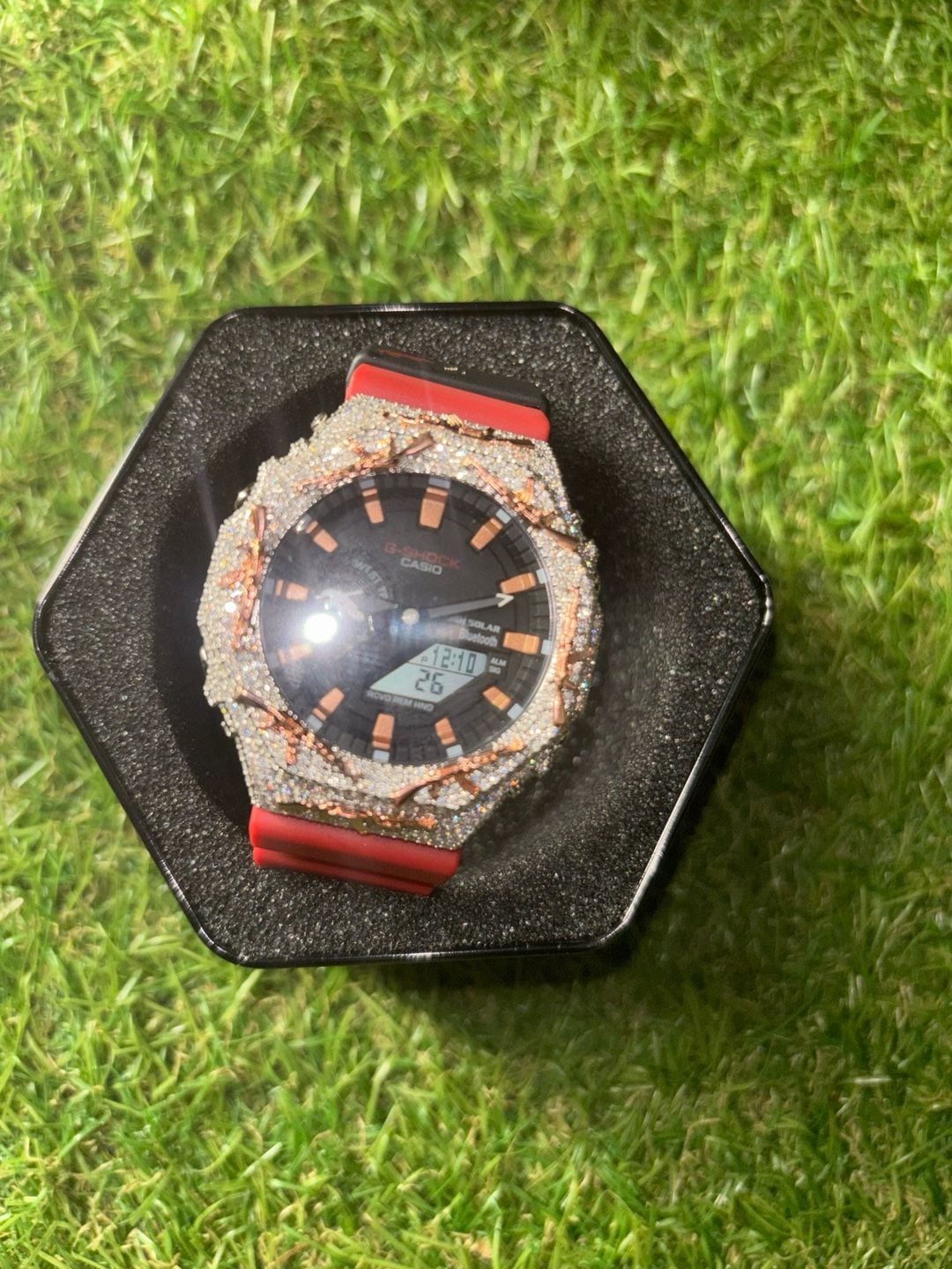 Casio G-Shock Iced Out Moissanite
Custom Rose Gold Plated Ak-47 design ,VVS Mos 6