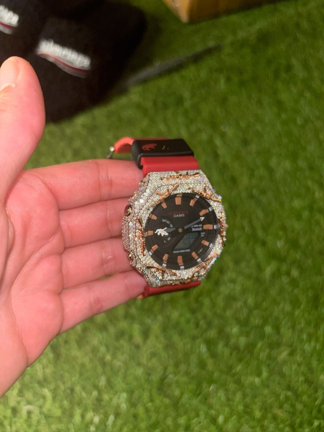 Casio G-Shock Iced Out Moissanite
Custom Rose Gold Plated Ak-47 design ,VVS Mos 7