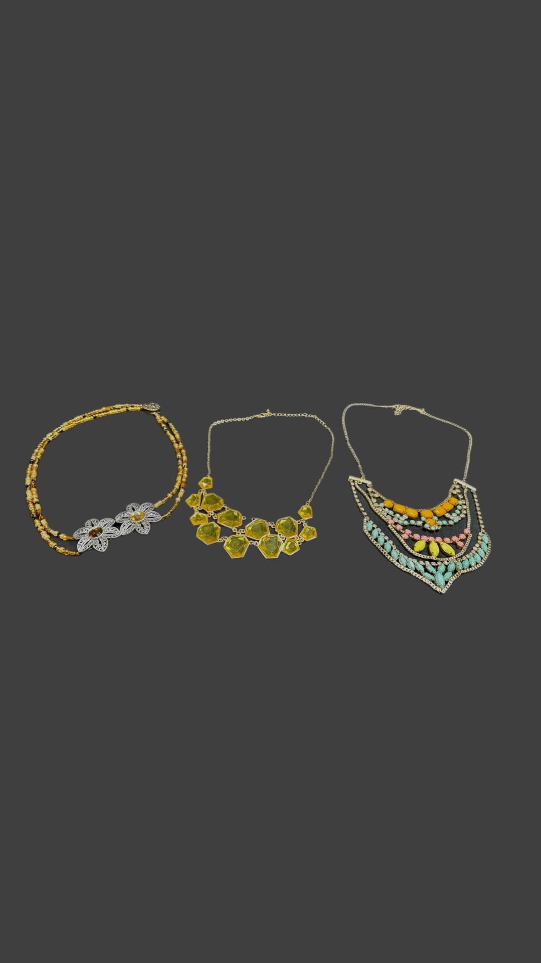 Chunky Statement Fashion Jewelry Faceted Faux Stones Gold Tone Lot Of 8 7