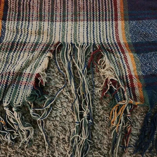 Ralph Lauren Blanket Size 54 X 72 In. Multicolor Plaid Cotton Fringe