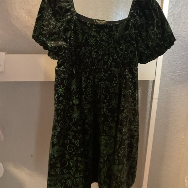 Wicked Elphaba Dress Size XS 4/5 Black Green Velvet