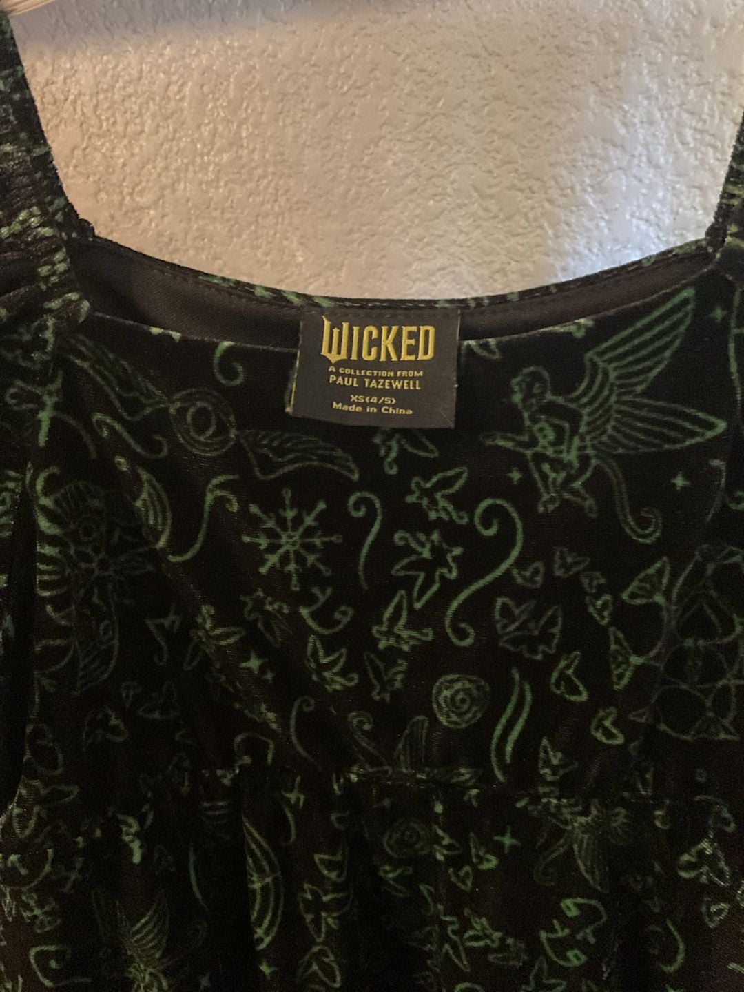 Wicked Elphaba Dress Size XS 4/5 Black Green Velvet 3