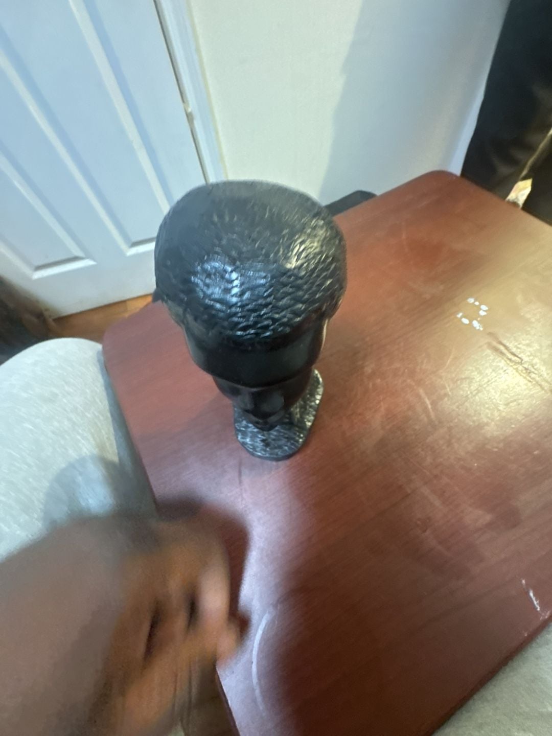 African Hand Carved Wood Male Head Bust Sculpture 3
