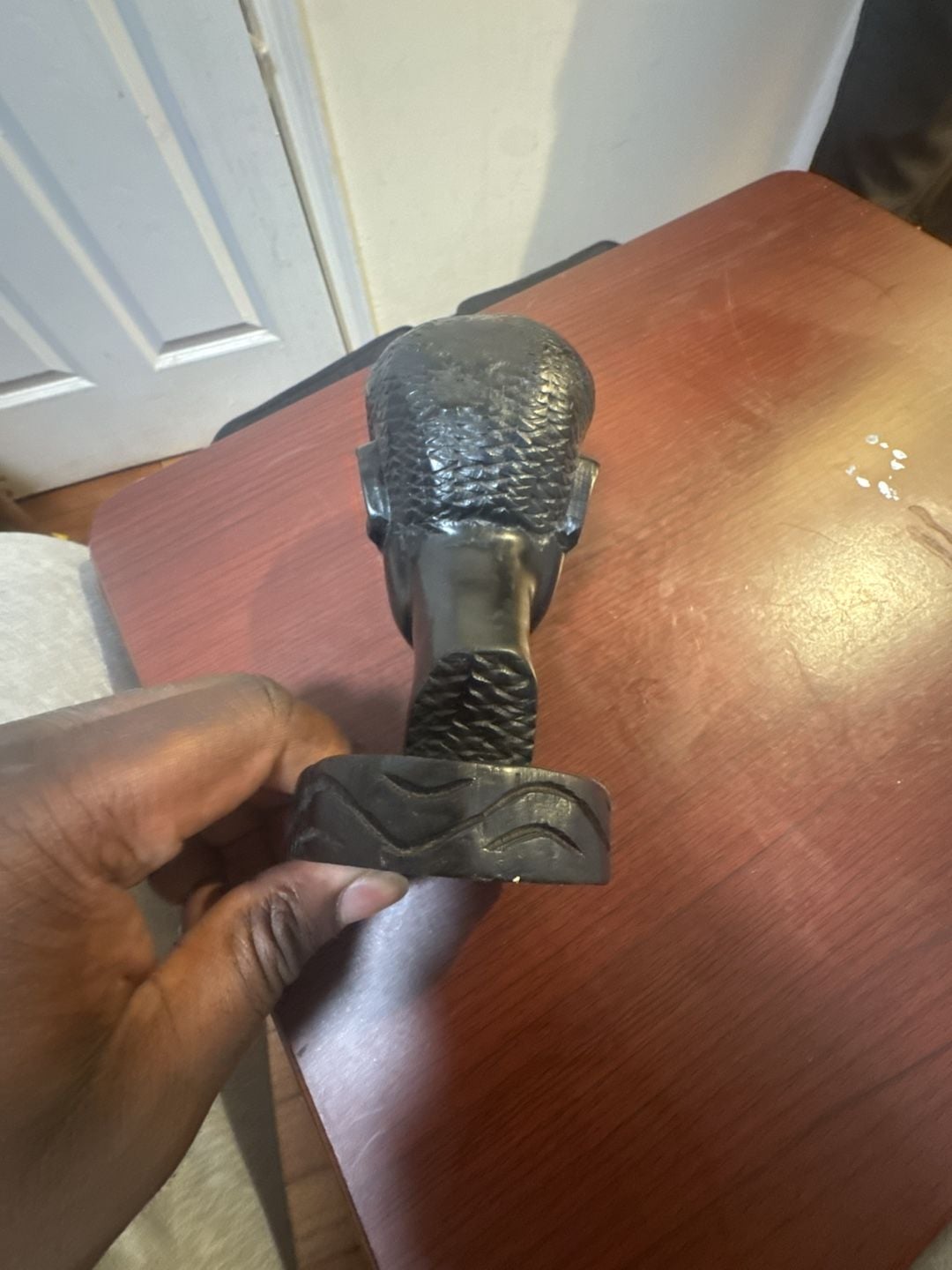 African Hand Carved Wood Male Head Bust Sculpture 4