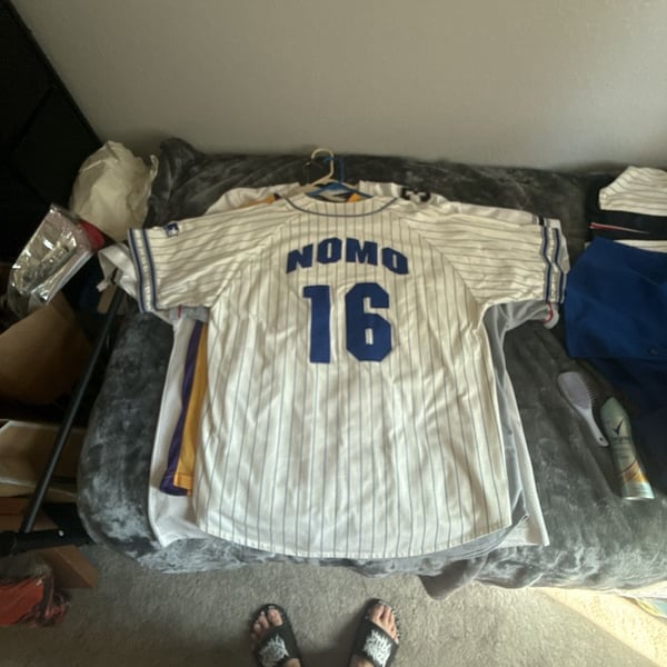Starter Los Angeles Dodgers Hideo Nomo 16 Pinstripe Jersey White