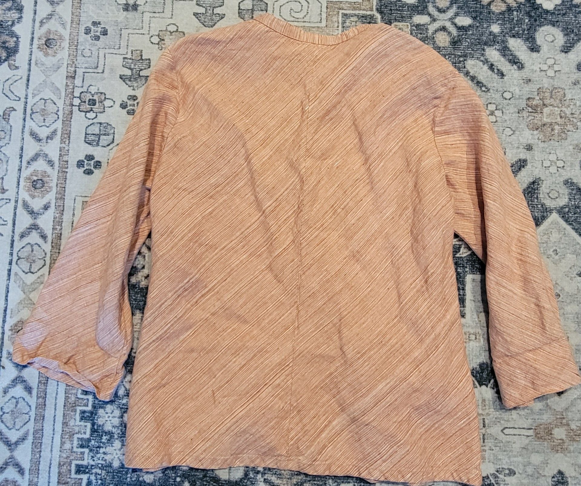 Patagonia Women's Orange Woven Hemp 1/4 Button Top Size 14 5