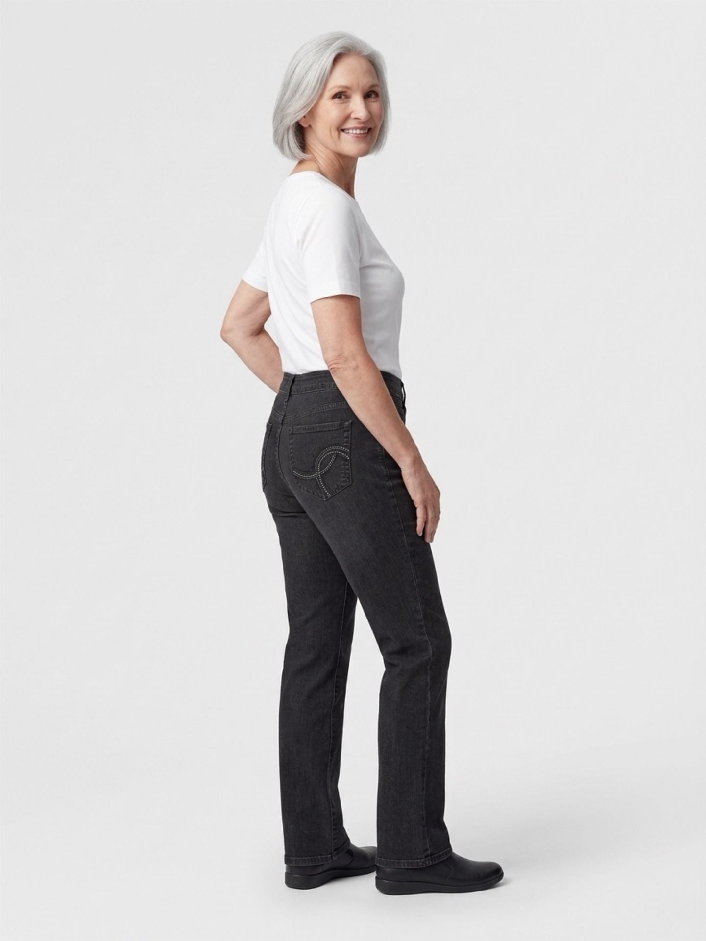 NYDJ Not Your Daughters Jeans 12P Black Embellished Pocket Straight Pants USA 2