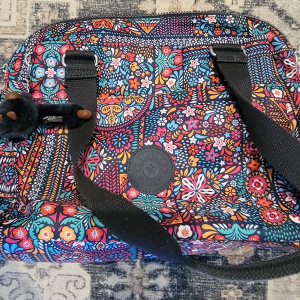 Kipling Felicity Shoulder Bag Multicolor Floral Print