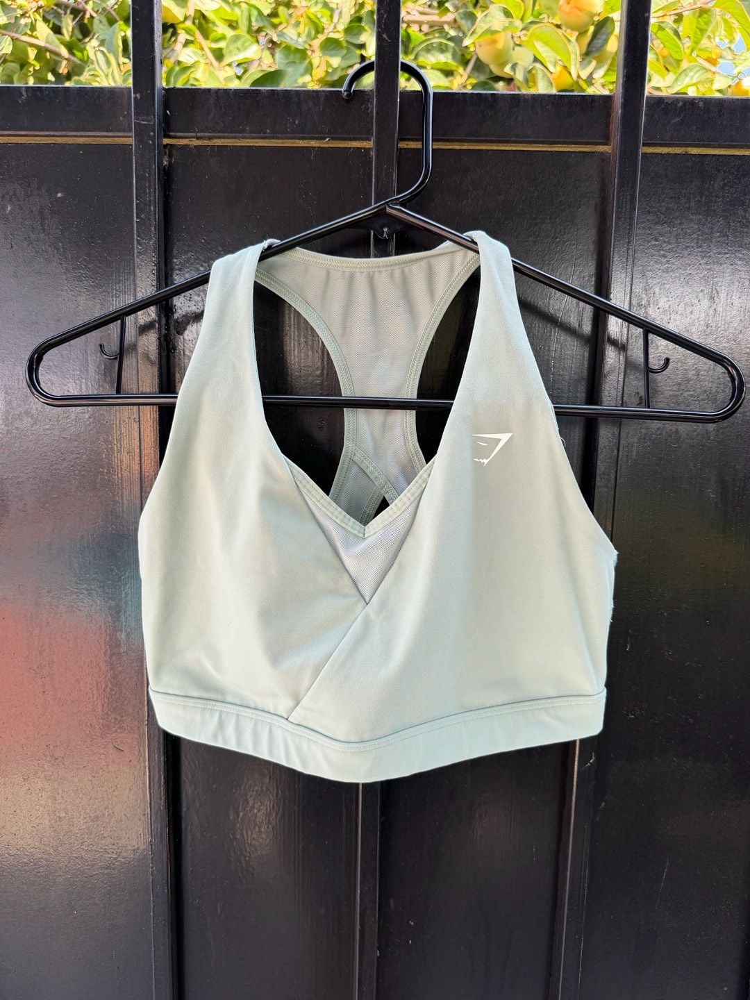 Gymshark Crossover Sports Bra Sage Green 2