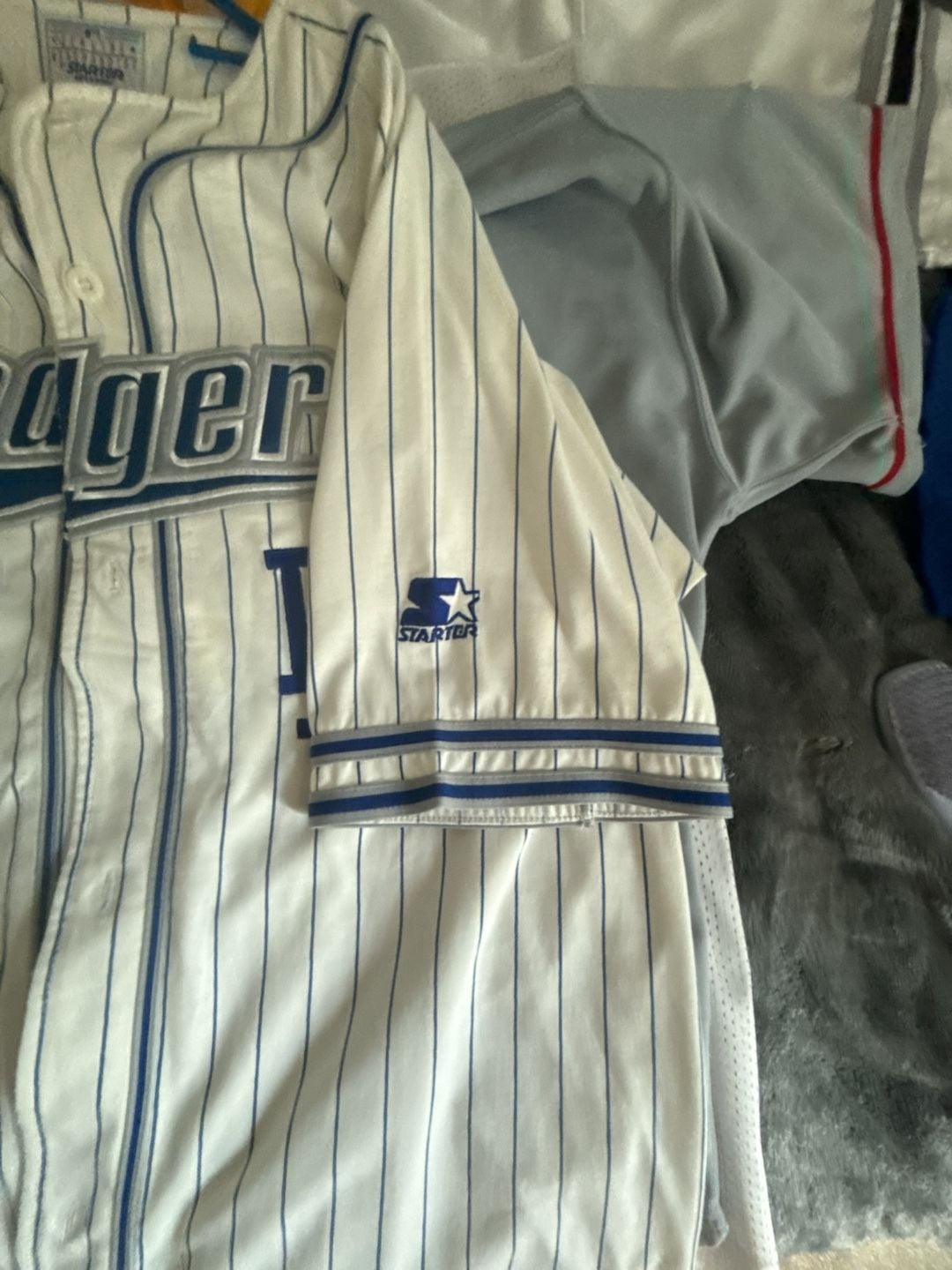 Starter Los Angeles Dodgers Hideo Nomo 16 Pinstripe Jersey White 5
