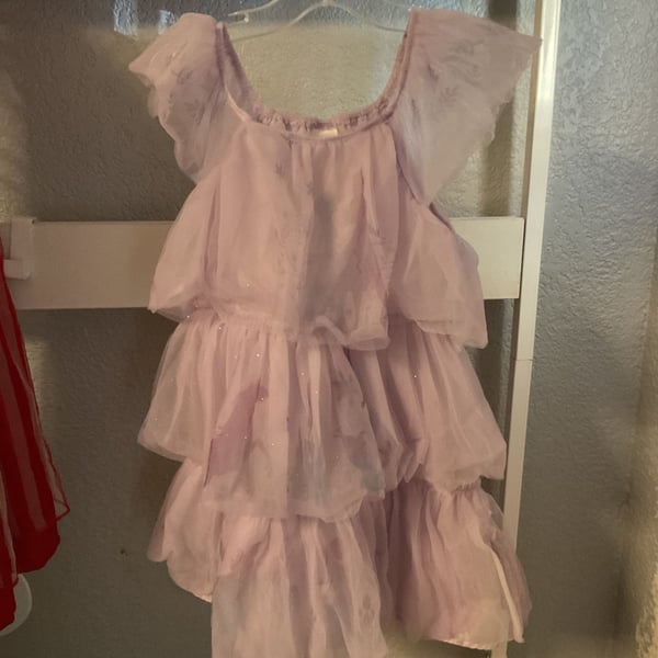 Disney Frozen Dress Size 5T Purple Ruffle Tulle Layered Princess