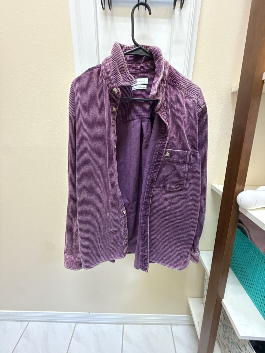 Urban Outfitters Corduroy Button Down Shirt Size M Purple Cotton 2