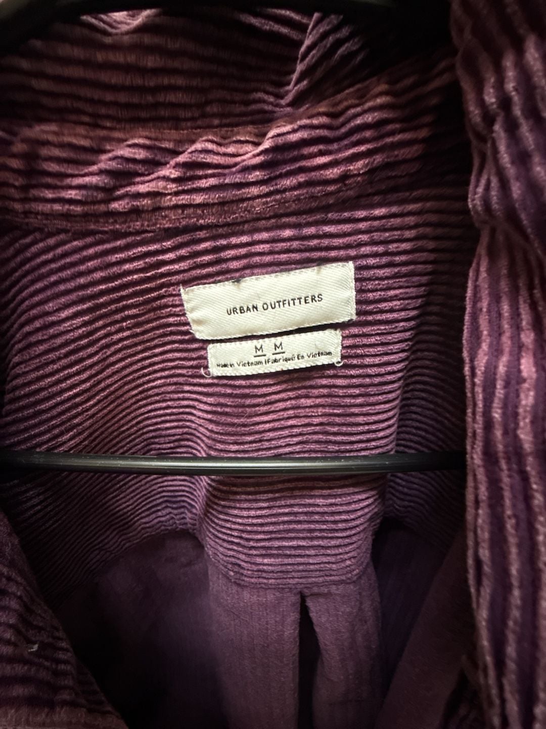 Urban Outfitters Corduroy Button Down Shirt Size M Purple Cotton 3