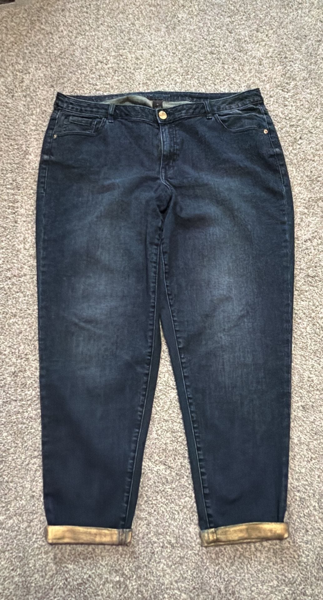 Lane Bryant Boyfriend Jeans Size 18 Dark Wash Stretch Denim Cuffed 2