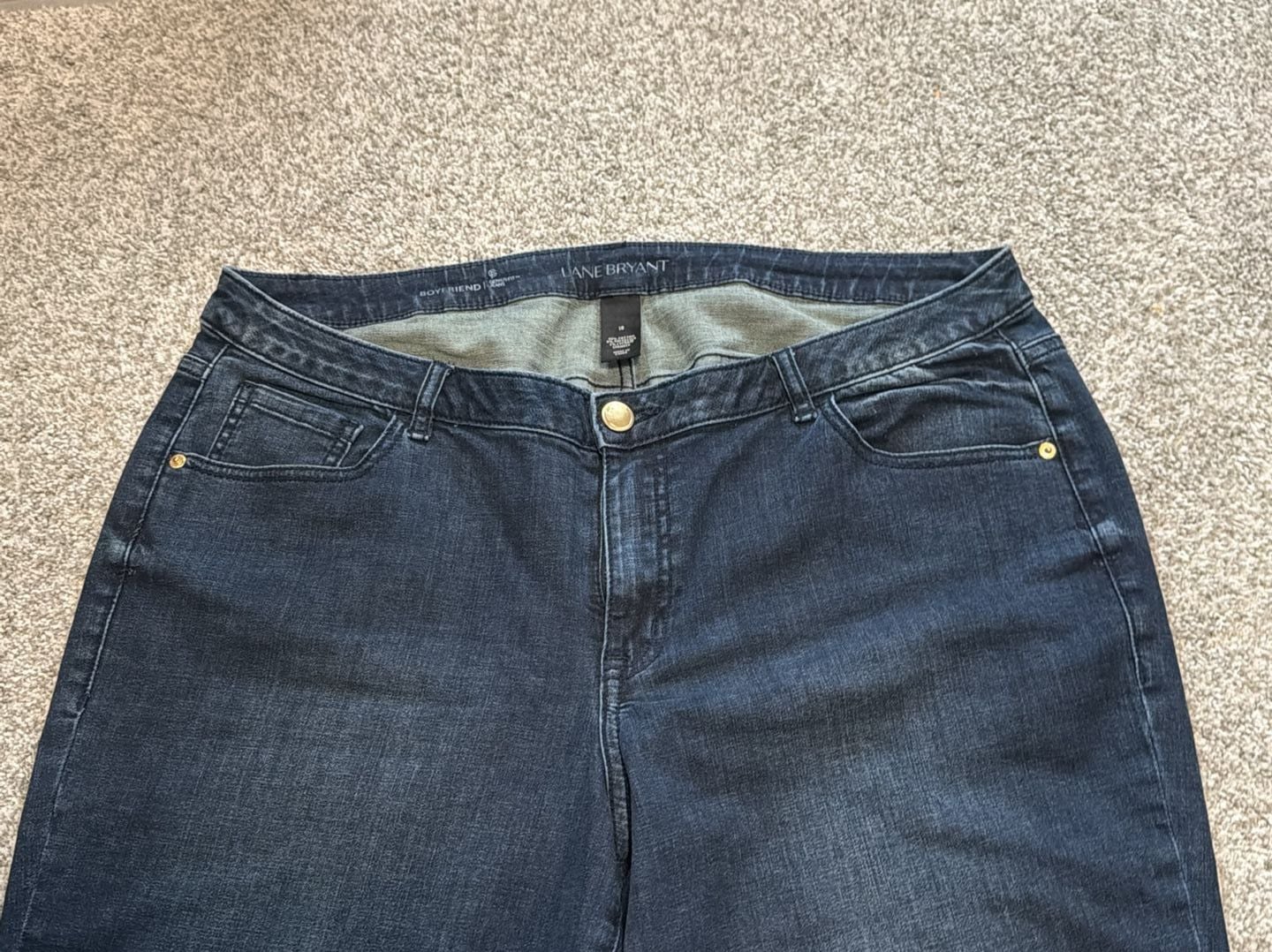 Lane Bryant Boyfriend Jeans Size 18 Dark Wash Stretch Denim Cuffed 3