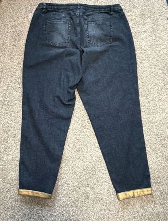 Lane Bryant Boyfriend Jeans Size 18 Dark Wash Stretch Denim Cuffed 5
