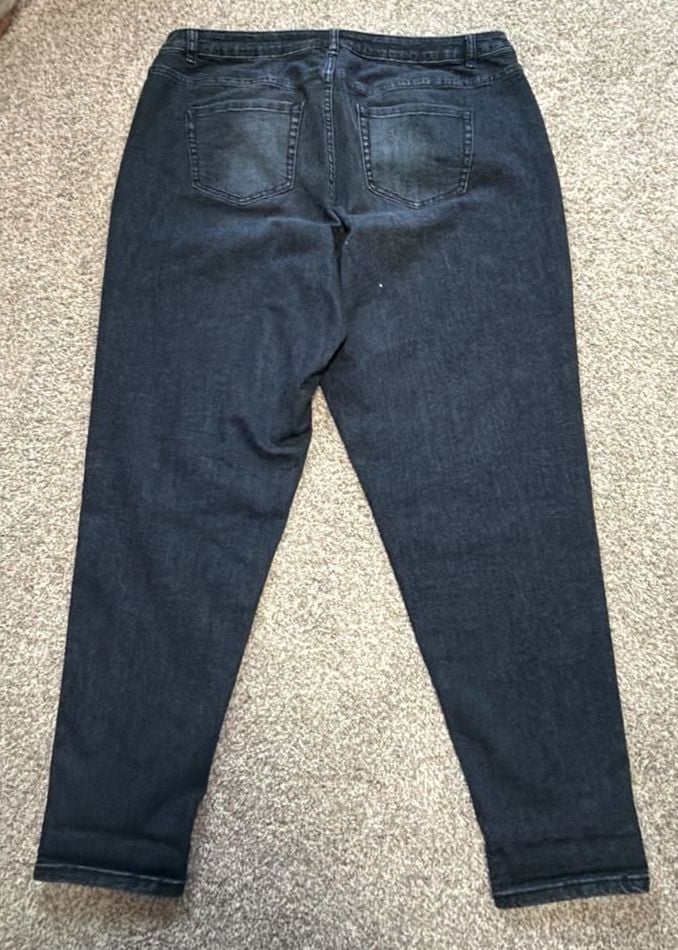 Lane Bryant Boyfriend Jeans Size 18 Dark Wash Stretch Denim Cuffed 6