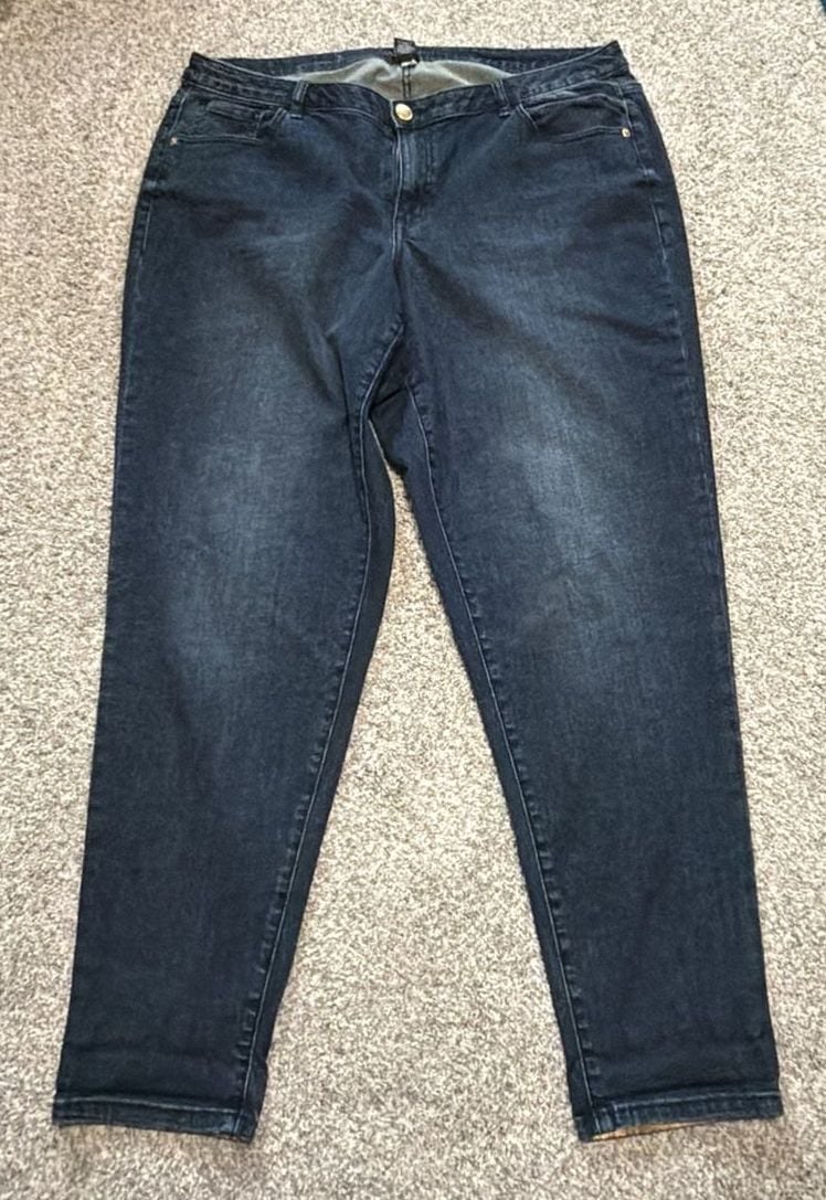 Lane Bryant Boyfriend Jeans Size 18 Dark Wash Stretch Denim Cuffed 7