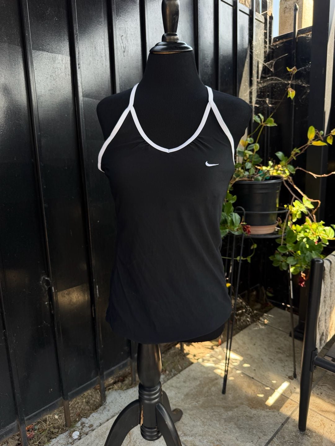 Vtg Y2K Nike Dri-FIT Strappy Tank Top Black White 2