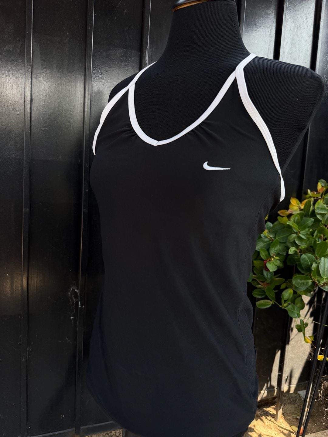 Vtg Y2K Nike Dri-FIT Strappy Tank Top Black White 3